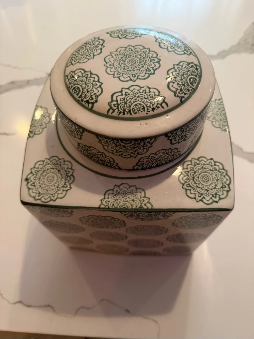 Green & White Ginger Jar
